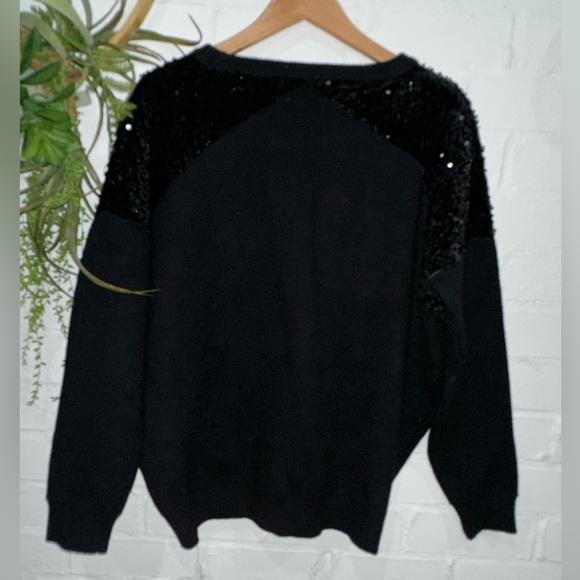 Molly Bracken Women’s Round Neck Tuxedo Sequin Sweater - Picture 3 of 6